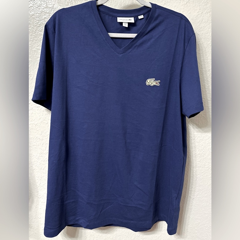 Lacoste V-Neck Tee Shirt, Size: Large, Pre-Loved only used 1 time